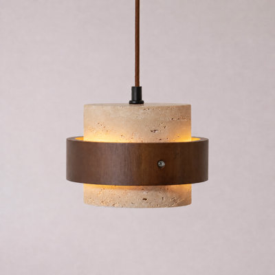 Modern Natural Stone And Wood Pendant Light