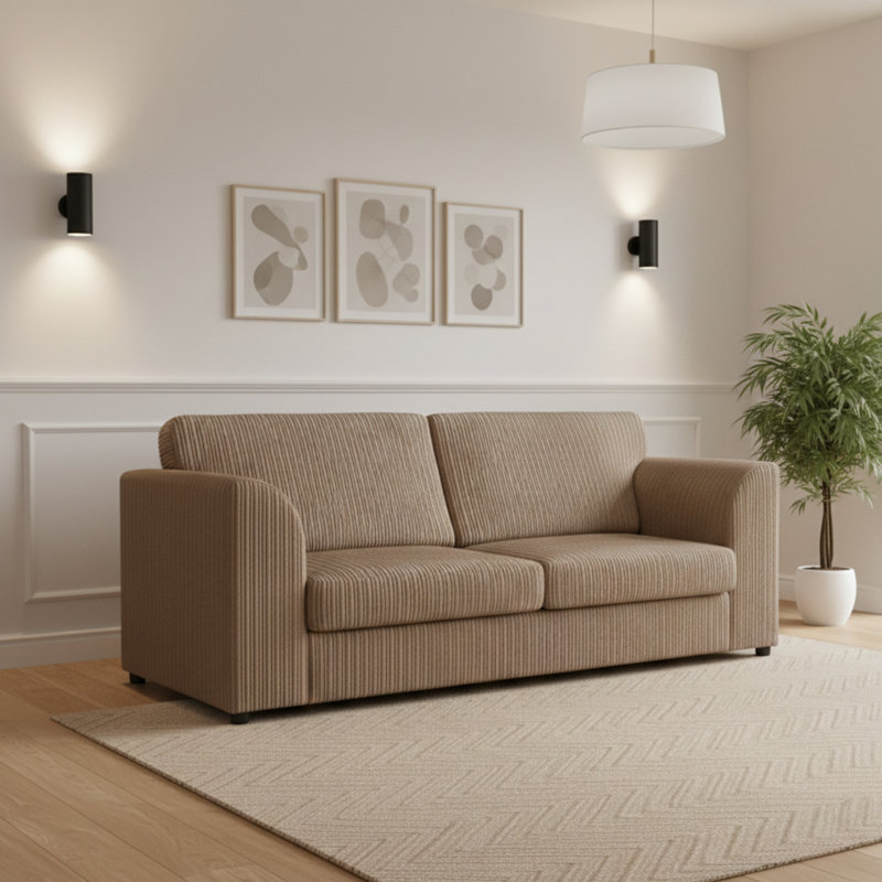 3 Seater Corduroy Sofa, Beige