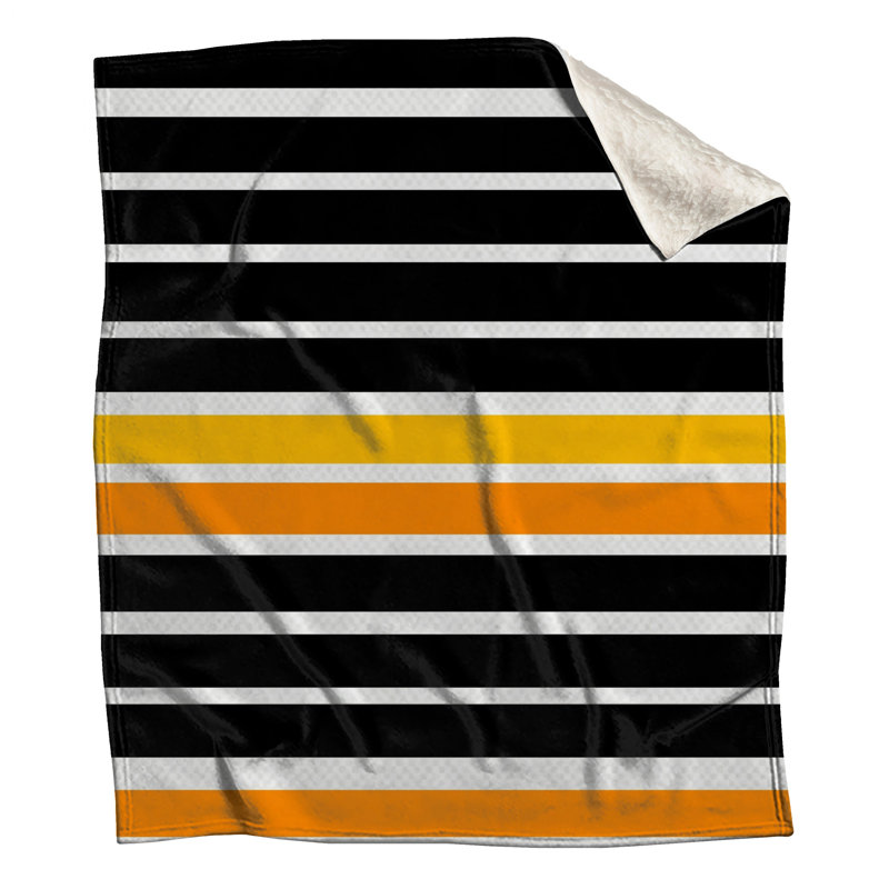 Couvertures à rayures noires, blanches et orange, L 50 po x H 60 po