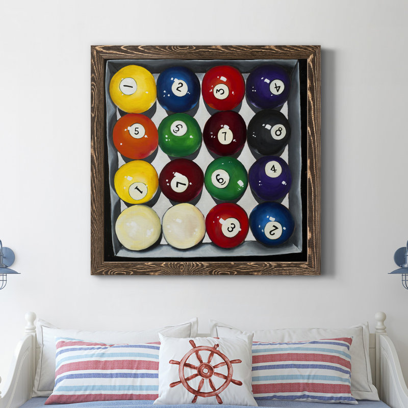 Rétro billard - Toile encadrée de qualité supérieure - prête à être accrochée, H 27,5 po x l 27,5 po x P 1,5 po