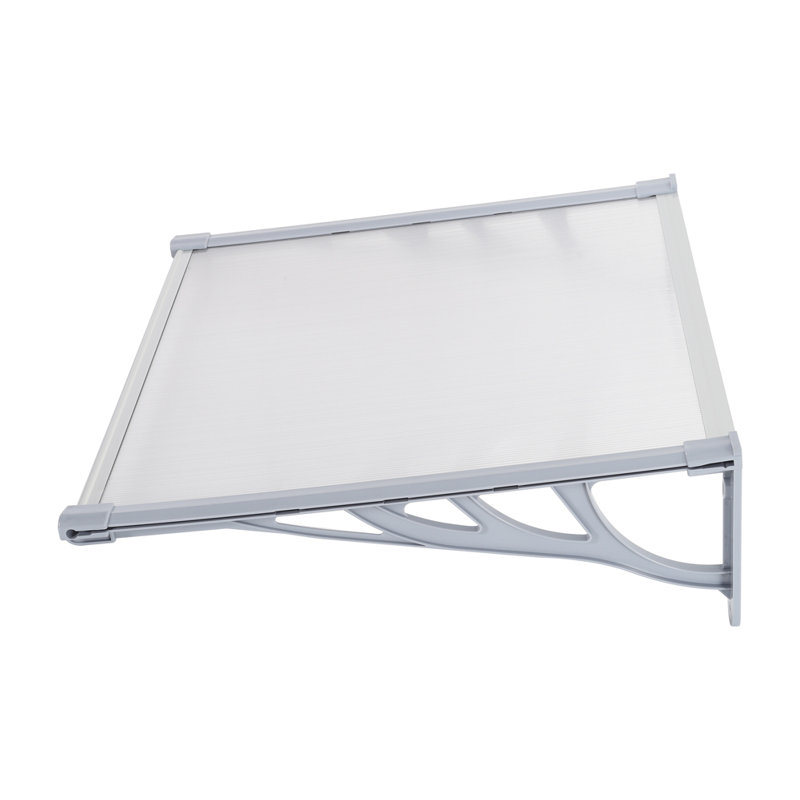 Dakota Fields 90cm D Plastic Cover Retractable Door / Window Awning, 28cm H x 120cm W x 90cm D, Clear/Silver