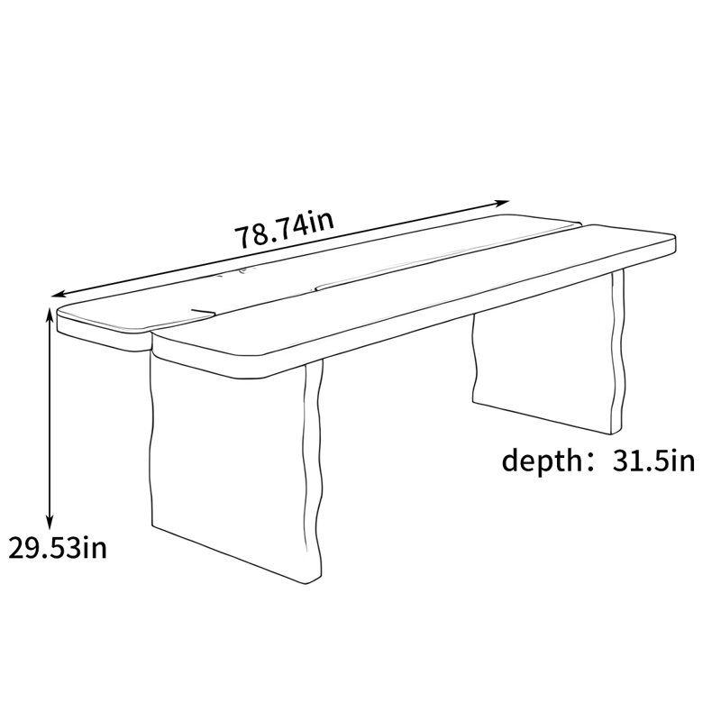 Bureau d'écriture Deschamp, H 29,53 po x l 78,74 po x P 31,5 po