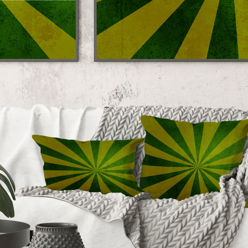 Vintage Green Converging Lines - Coussin décoratif imprimé moderne