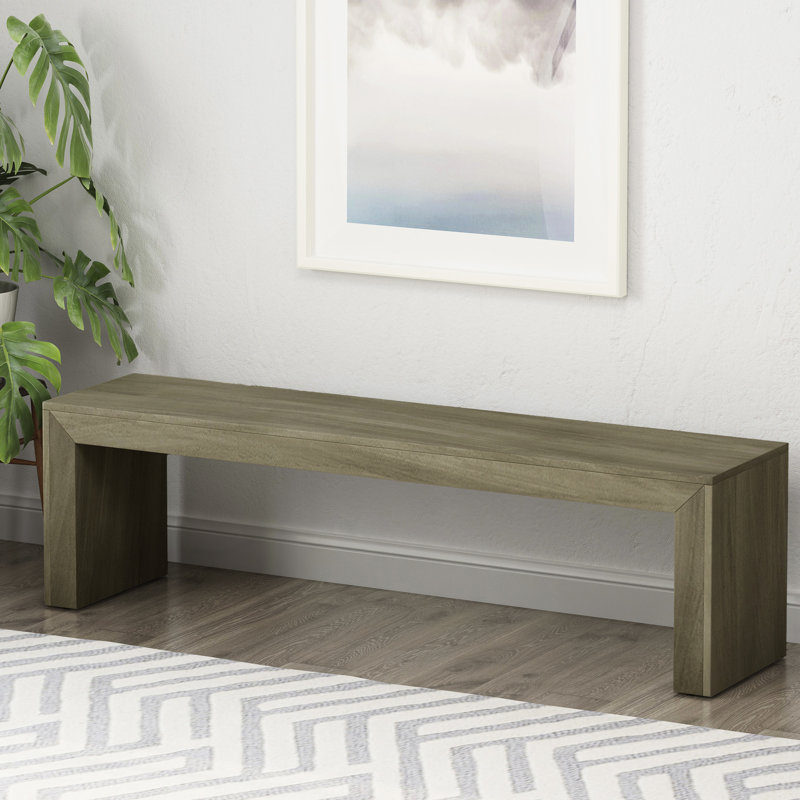 Banc en bois gris + taupe, 15 po de profondeur, 18 po de hauteur, polyvalent, durable, assemblage inclus, facile à assembler