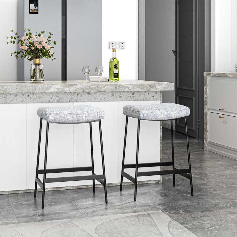 Jillie 27.2" Counter Stool with Saddle Seat Modern Backless Barstool Upholstered Cafe Chair