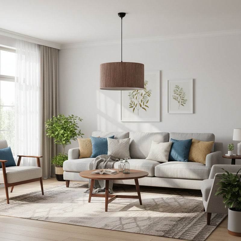 Lustre en bambou 1 lumière Oasis, Brun