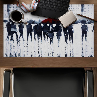 Silhouettes walking in the rain - 14.00"x24.25" Desk mat