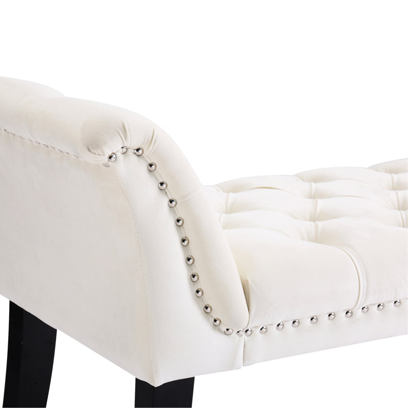 Banc de repose-pieds en velours beige avec accoudoirs, pour la chambre à coucher, le salon, le vestibule de la salle à manger, décoration intérieure spacieuse rectangulaire avec accoudoirs, salon, entrée, fabrication
