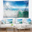 Seascape blanc et ondes bleues sous soleil tapisserie-28501948