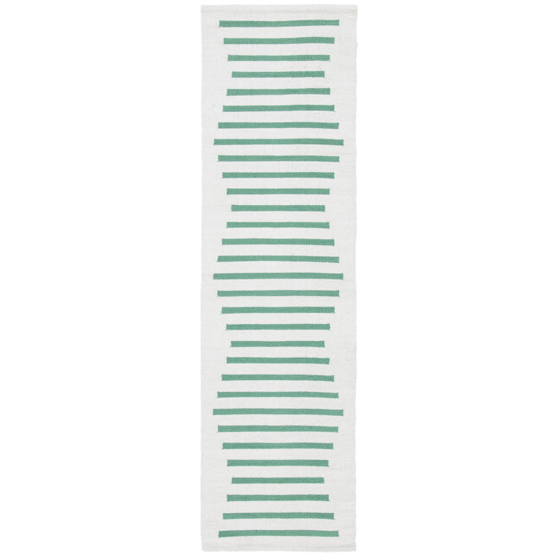 Esveidy Hand Woven Cotton Striped Rug, Runner 2'3" x 8'