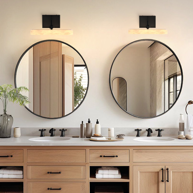 1 lumière de meuble-lavabo à DEL à intensité variable de 12 po avec abat-jour albâtre, 1, Noir satiné