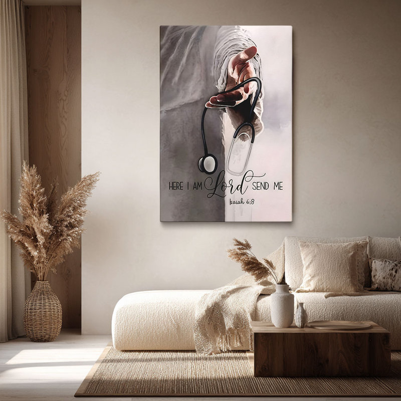 Spirituel «Hand with Stethoscope &« Here I Am Lord »(Esaïe 6: 8), 12 * 8 pouces (30 * 20 * 2cm)