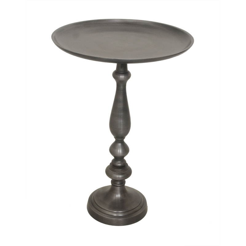 Ackermanville Tray Top Pedestal End Table, Antique Silver