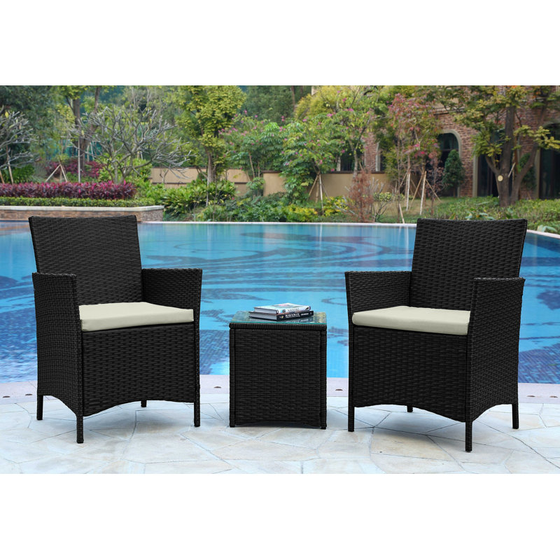 Imperia Modern 2-Person Patio Conversation Set with Polyester Cushions and Table in Gray and Cream, Cream