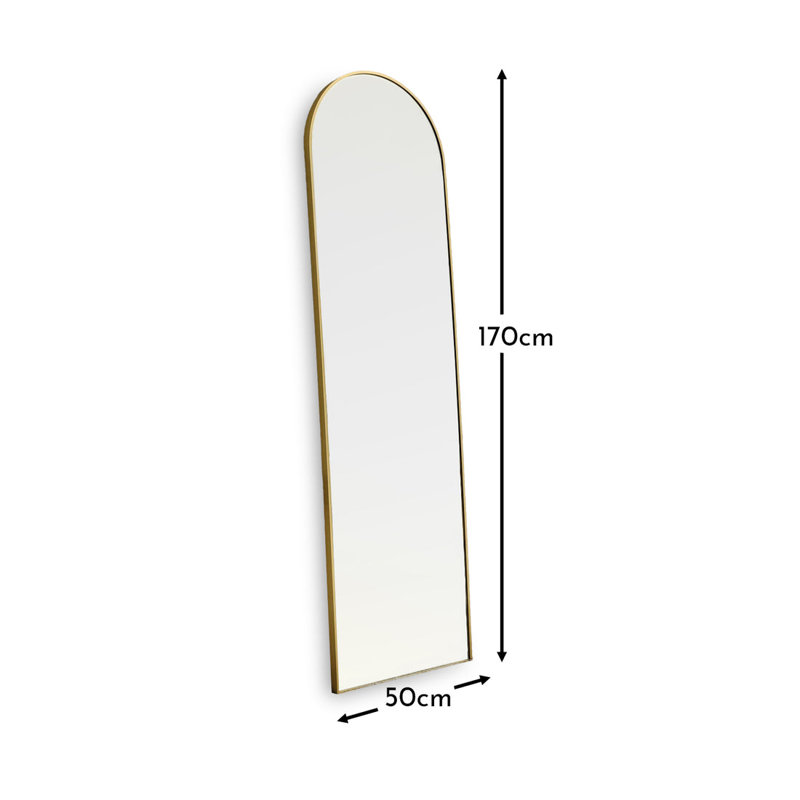 Symari Full Length Arch Mirror, 170 cm H x 50 cm W, Gold