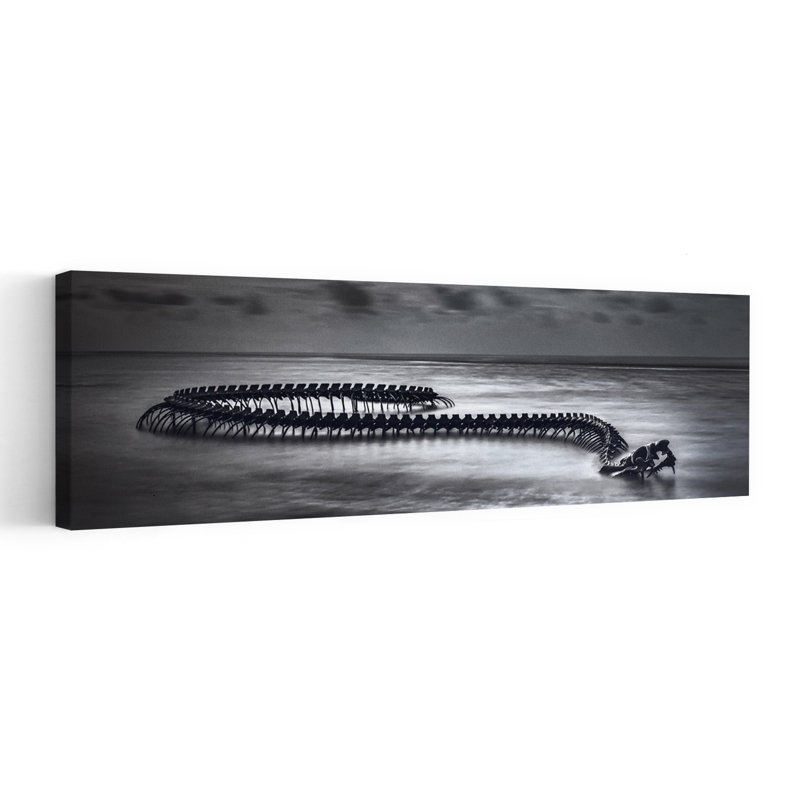 Art mural mystérieux, squelette, océan, 36" H x 12" W