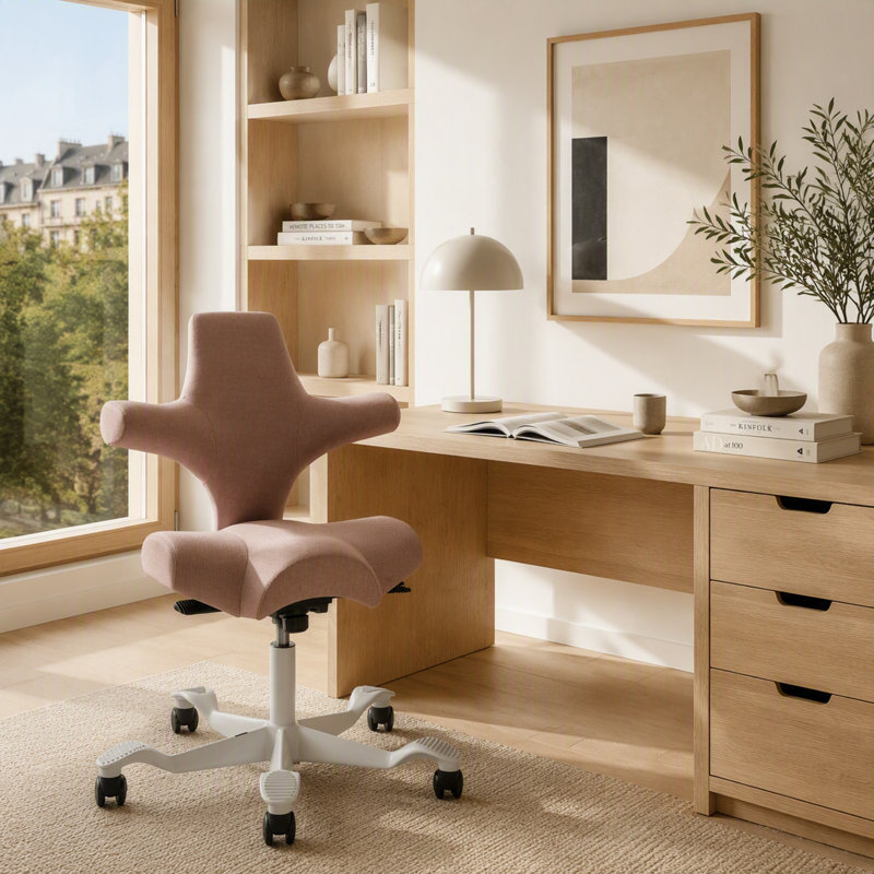 Chaise à hauteur standard réglable HœG Capisco, Standard, Blanc, Rosé