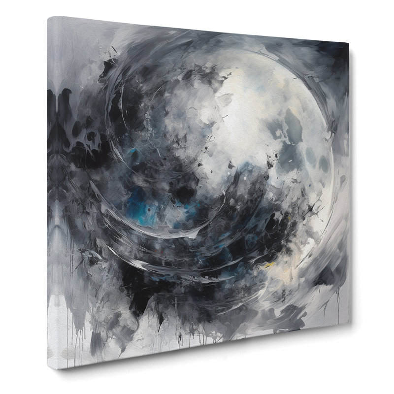 Moon Gestural Art No.2 - Wrapped Canvas, 35cm H x 35cm W x 3cm D