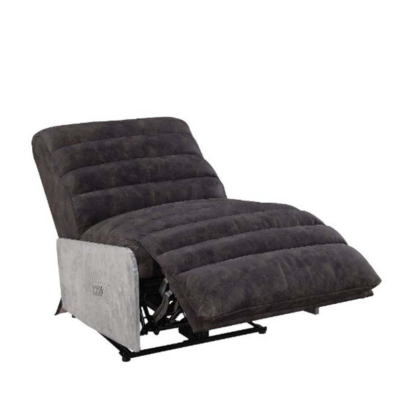Okzuil Power Motion Recliner, Two Tone Grey Top Grain Leather & Aluminum