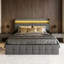 Modern Upholstered Ottoman Storage Bed With LED Headboard & USB-C Port, Industrial Bed Frame-274385996-284853134