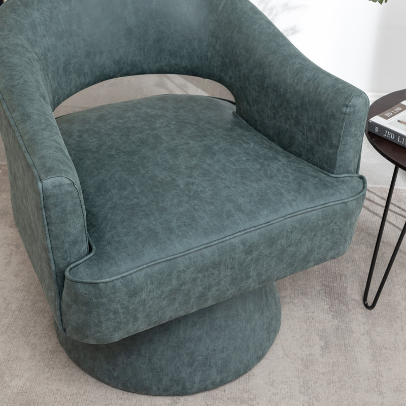 Fauteuil demi-tonneau pivotant de 28 po Kenzlee, Polyester bleu