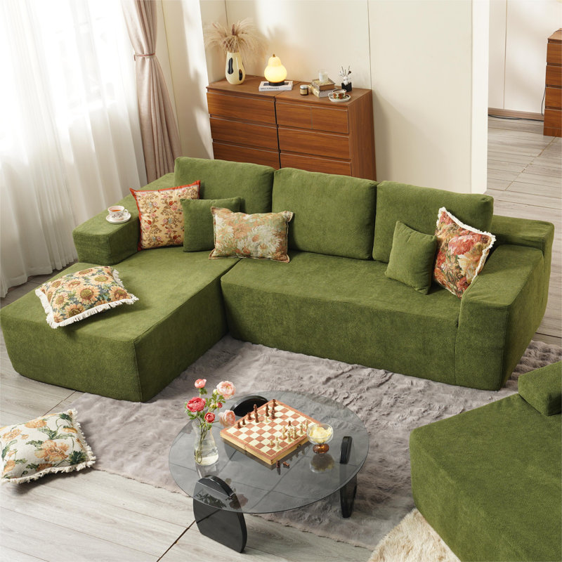 Canapé modulaire Boneless 104 po Cloud, Polyester vert, Orienté à gauche (vu de face)