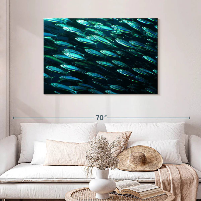 Brampt banc de poissons, H 30 po x l 45 po