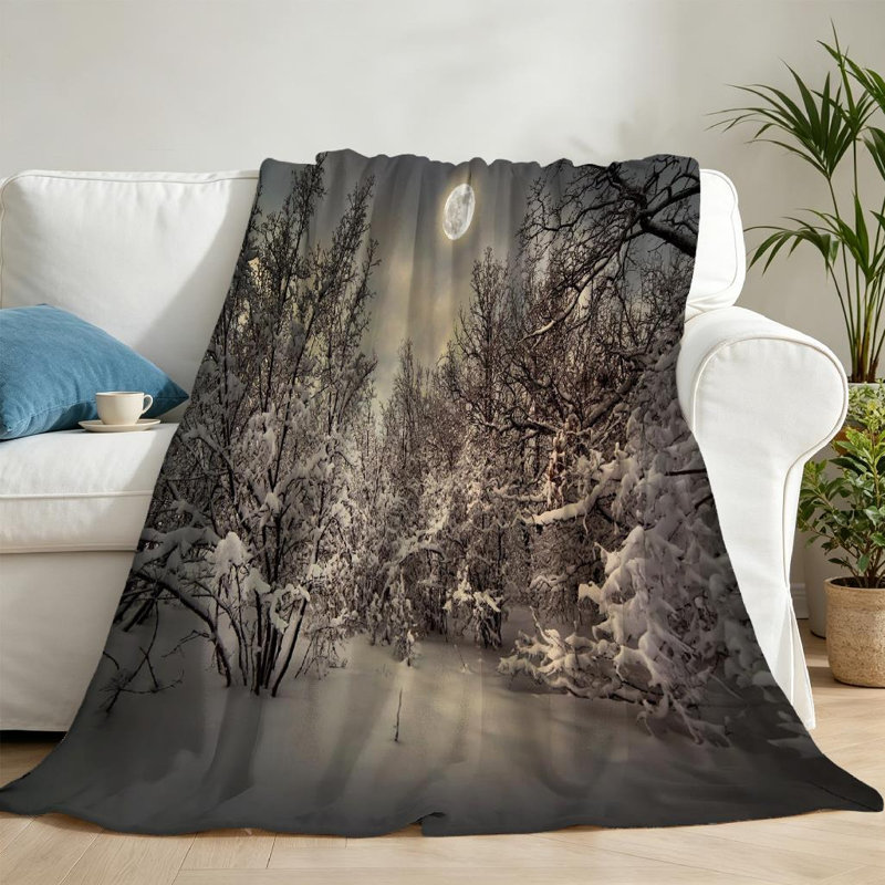 Jeté en flanelle transparente molletonnée, impression recto au clair de lune, Throw 50" x 60"
