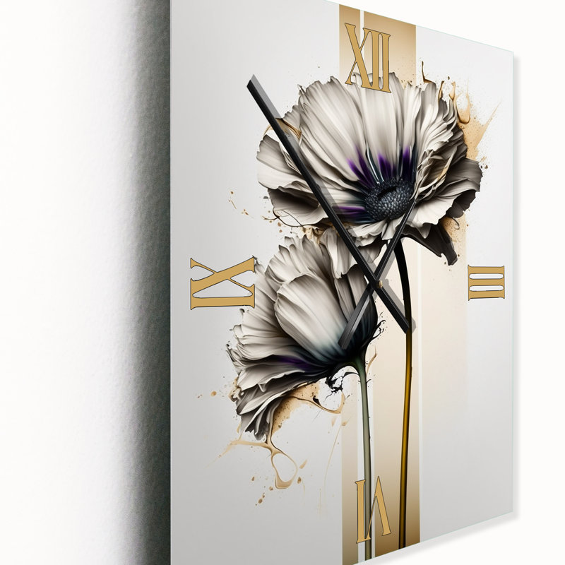 Jakhari - Floral Wall Clock, 32" H x 16" W x 1" D