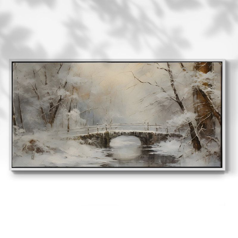 Série paysage - CMXCII - Toile tendue avec châssis encadré - Prêt à être accroché, H 17 po x l 33 po, Blanc