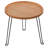 Round Wood And Rattan Side Table, Foldable Table With Metal Tripod, Rattan Round Tray Top, Boho Style, Chic Coffee Table, Side Table (Height 17.7", Grid Knit Pattern