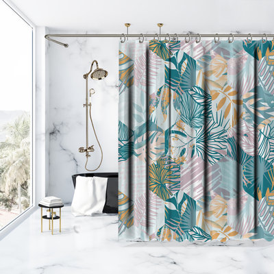 Floral Shower Curtain with Hooks Included