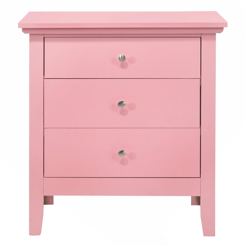Charmante table de chevet rose avec rangement, Rose
