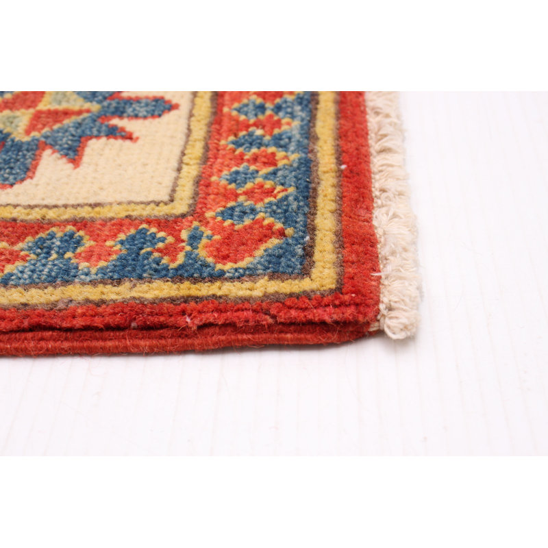 Tapis unique en laine noué à la main 4 pi 1 po x 5 pi 9 po nouvel âge Ghazni en bleu / rouge / brun