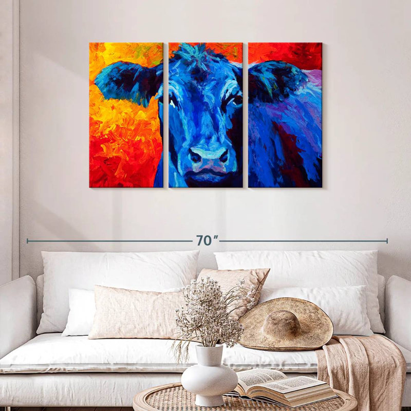 Brampt Blue Cow, 28" H x 45" W