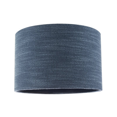20cm H Linen Drum Lamp Shade ( No Direct Attachment Method ) in Blue