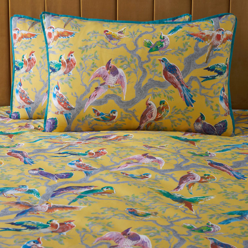 Yellow/Blue Sateen 20TC Modern & Contemporary Duvet Cover Set, Kingsize - 2 Standard Pillowcases