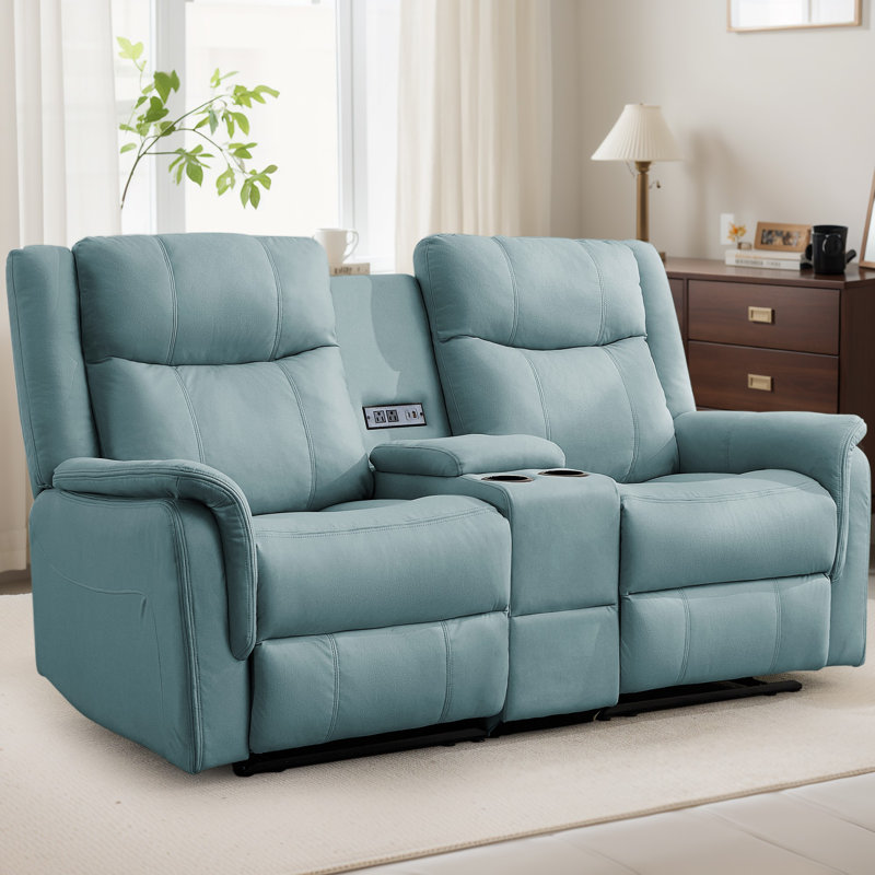 Manual Reclining Loveseat Sofa, 2-seat Recliner Couch With Cup Holders And Usb Ports, Recliner Sofa For Living Room And Home Theater