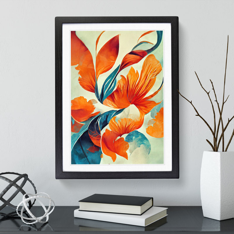 Abstract Flowers No.1 - Single Picture Frame Painting, Black Framed, 64cm H x 46cm W x 2cm D