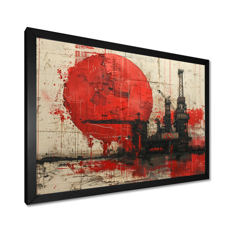 Impression d'art mural rouge noir et pétrochimie, H 30 po x l 40 po x P 1,5 po, Toile encadrée noire simple