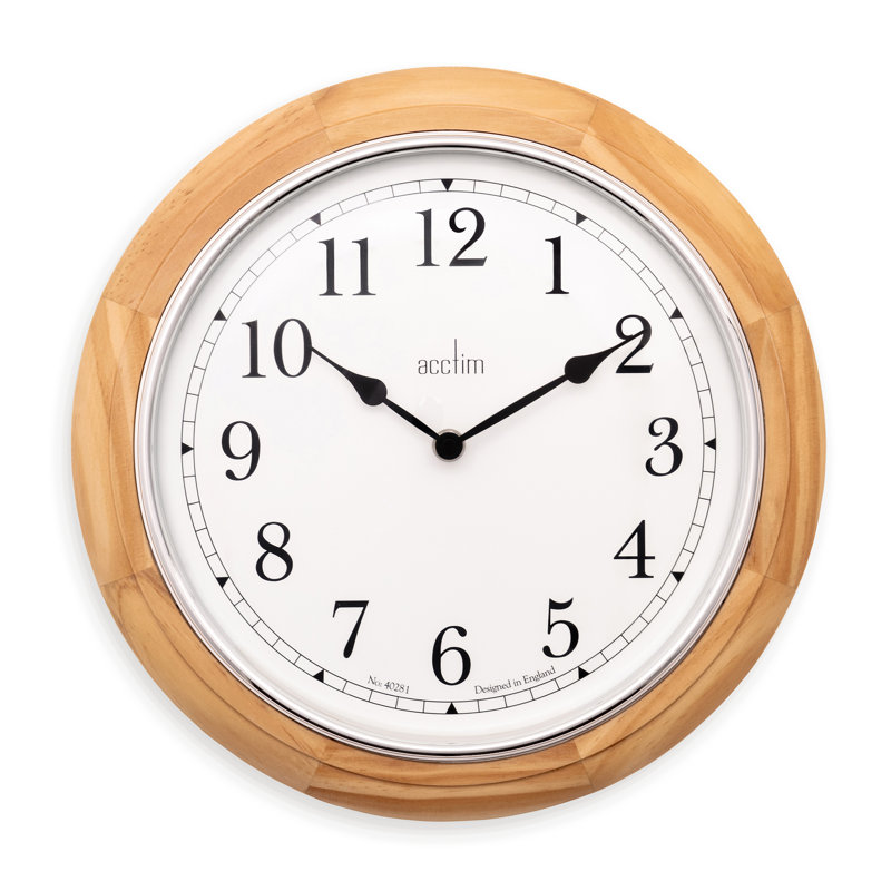 Acctim Winchester Wall Clock Quartz Crafted Wood Domed Glass Lens 31.5cm, Light Wood