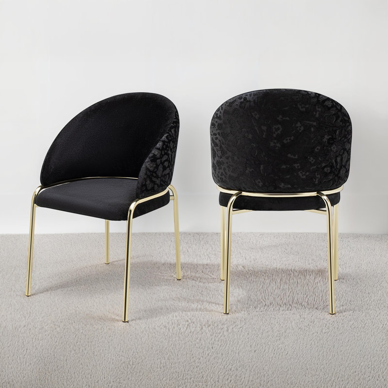 Onyx Velvet Side Chair, Stainless Steel, Black