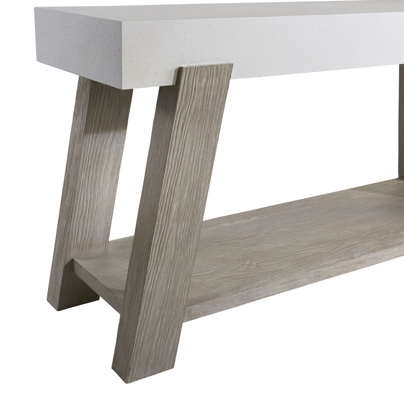 Quarry Faux Stone & Gris Pine 68'' Modern Console Table with Storage