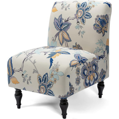 Armless Accent Chair Cover Slipcover, Stretch Spandex Slipper Chair Cover, Removable Furniture Protector For Living Room, Dining Room And Hotel Use, Beige Flower