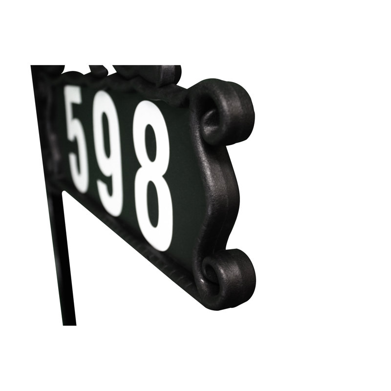 Black Reflective Metal Address Plaque with 48" Post