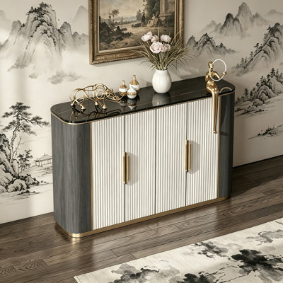 Modern Tiered Storage Sintered Stone Sideboard