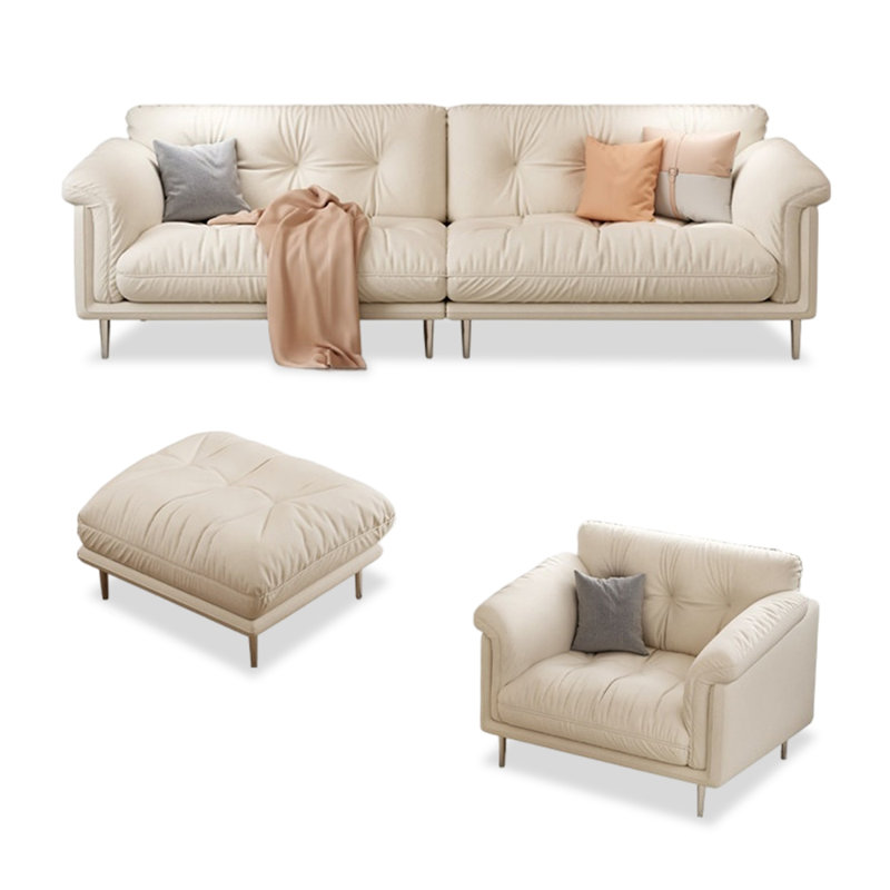 Beige Polyester 3 - Piece Living Room Set