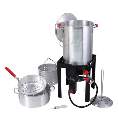 Feasto Premium Aluminum Pots With Turkey Fryer And Fish Fryer Boiler Steamer Set
