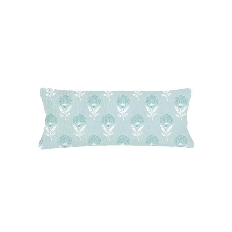 Printed Pillows Linen Pillow Cover, Mint Green, Rectangle 14" H x 40" W, Down Blend