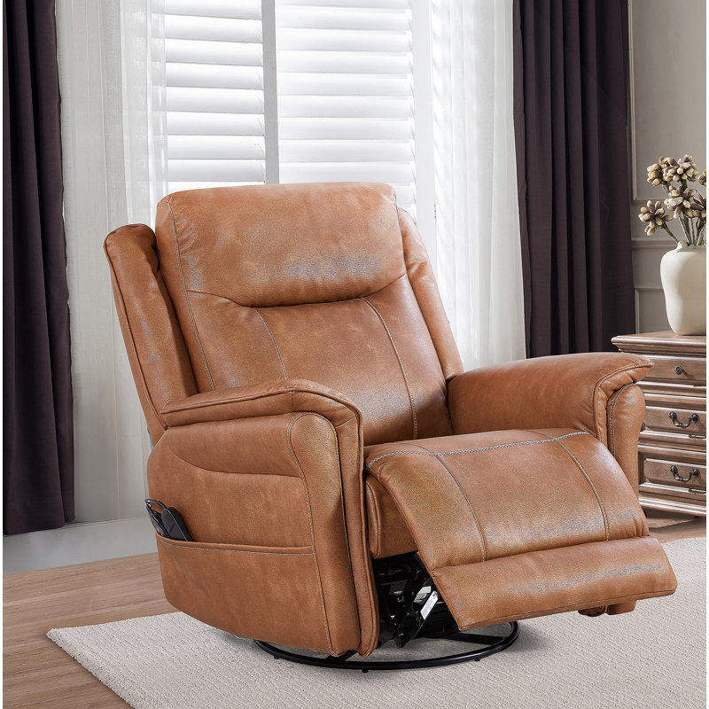 Fruge OKIN Motor Power Swivel Recliner Chair, Brown